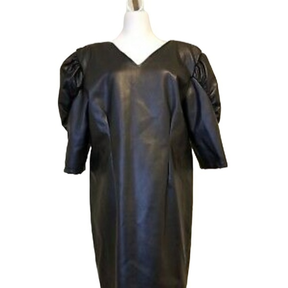 Ashley Stewart Faux Leather V-neck Dress Size 22